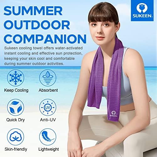 Sukeen 4 Pack Cooling Towel (40"x12"), Ice Towel, Soft Breathable Chilly Microfiber Towel for Yoga, Sport, Running, Gym, Workout, Camping, Fitness, More Activities