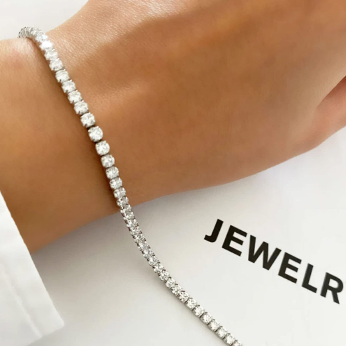HAXIYA Tennis Necklace Set for Women Crystal Bracelet Imitation Diamond Earrings Wedding Jewelry for Bride Sterling Silver Plated Jewelry Sets Pack of 3 Gift
