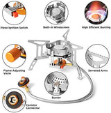 Odoland 3500W/6800W Windproof Camp Stove Camping Gas Stove with Fuel Canister Adapter, Piezo Ignition, Carry Case, Portable Collapsible Stove Burner for Outdoor Backpacking Hiking and Picnic