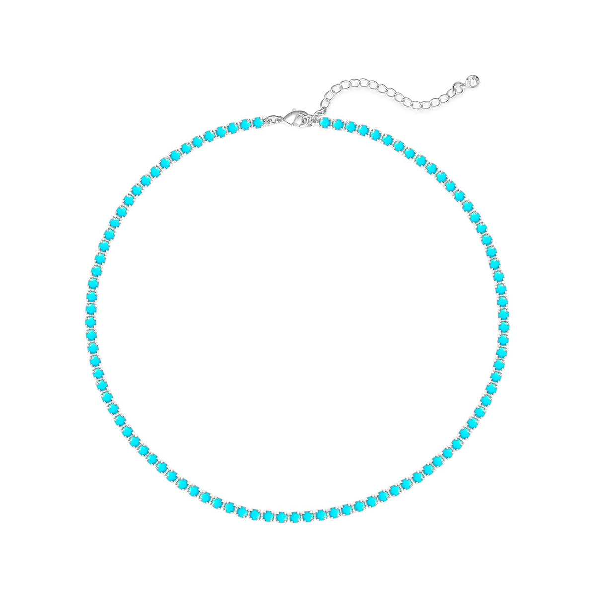 Luxval Turquoise Necklaces for Women Silver Tennis Necklaces Western Turquoise Boho Necklace Beach Summer Everyday Western Jewelry Gifts