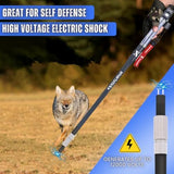 Tactical Walking Stick Staff Self Defense Stun Gun, 2 Bright LED Light Modes, Military Grade Aluminum, USB Charging Port/Fan, Outdoor Adventures, Trekking, Survival Hiking Tactical Tool