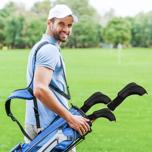 Golf Club Head Covers for Fairway Woods Driver Hybrids 3 Pieces Long Neck Mesh Sports Fan Golf Club Headcovers Set with Interchangeable No. Tags 3 4 5 6 7 X Golf Accessories for Men Women