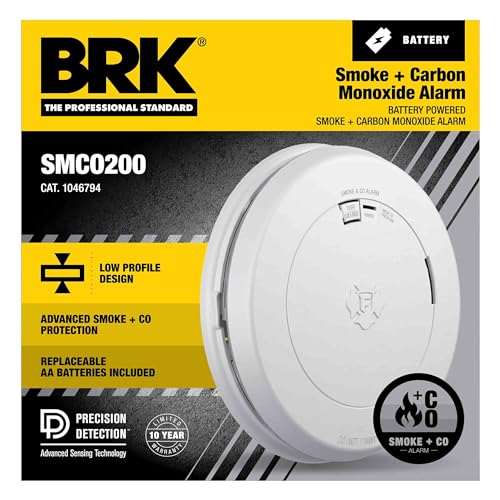 First Alert BRK Battery-Operated Combination Smoke & Carbon Monoxide Alarm with Slim Profile Design, 1-Pack