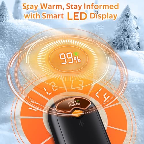 Hand Warmers Rechargeable - 7000mAh Magnetic Electric Hand Warmer 2 Pack, 20Hrs Warmth, LED Digital Display, 4 Heating Levels Reusable Portable Pocket Heater for Raynauds Golf Hunting Camping