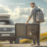 Outsunny Folding Fish Cleaning Table with Sink, Portable Camping Sink Station with Faucet, Drainage Hose, Sprayer and Grid Rack, Outdoor Fillet Table for Picnic Beach Patio, Tan