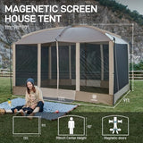 EVER ADVANCED Magnetic Screen House Room 11x9ft, Hands-Free Entry,Screenhouse with Sun Protection for Camping&Picnic, 11x9ftCamping Tent Canopy Shelter with Mesh, Brown