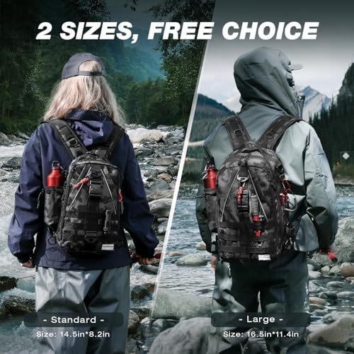 Ghosthorn Fishing Backpack with Rod Holder - Tackle Sling Bag - Fly Fishing Gifts for Men and Women