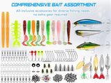 PLUSINNO Fishing Lures, 137Pcs Tackle Box with Tackle Included, Crankbaits, Spoon, Hooks, Weights & Other Accessories, Fishing Bait Lure Gear Kit Gift for Men Bass Freshwater