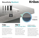 KRAUS Standard PRO 23-Inch 16 Gauge Undermount Single Bowl Stainless Steel Kitchen Sink, KHU101-23