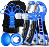 Grip Strength Trainer(5 Pack) with Finger Exerciser, Hand Grip Strengthener, Finger Stretcher,Grip Ring & Stress Relief Ball for Muscle Building and Injury Recover with Carry Bag