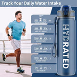 Water Bottle with Straw, 32oz Motivational Water Bottles with Time Marker to Drink, Tritan BPA Free, 1L Sports Water Bottle with Carry Strap LeakProof for Women Gym Fitness Outdoor (1 Pack)