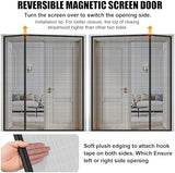 Magnetic Screen Door 72 x 80 in, Thicker 265g/㎡ Mesh, Reversible Left Right Side Opening Wide Magnetic Screen Door, Upgraded-Model Full Strip Magnets for Sliding & French Doors