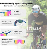 Ukoly Cycling Sunglasses for Men Women with 3 Interchangeable Lenses, Polarized Sports Sunglasses, Baseball Sunglasses