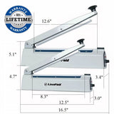 LinsnField Sealer Pro, 12-inch Super Impulse Heat Bag Sealer, 7-mm Sealing System with Patent for Never Burn Out, Antioxidant Aluminium Shield, Copper Transformer, Built-in Fuse Safety System, White