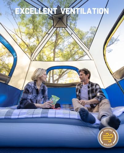 FanttikOutdoor Camping Tent 4/6/8/10 Person Instant Cabin Tent Setup in 60 Seconds with Rainfly & Windproof Portable with Carry Bag for Family Camping & Hiking, Upgraded Ventilation