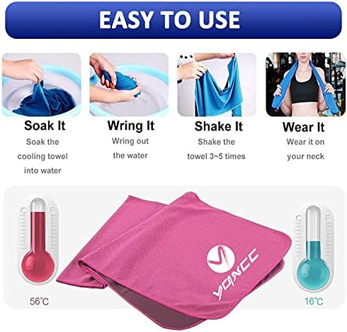 YQXCC 4 Pack Cooling Towel (47"x12") Ice Towel for Neck, Microfiber Cool Towel, Soft Breathable Chilly Towel for Yoga, Sports, Golf, Gym, Camping, Running, Fitness, Workout & More Activities