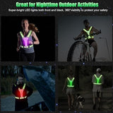 LED Reflective Vest Running Gear, 5 Colors Lights Up Running Vest Rechargeable for Night Walking Running Cycling Jogging, Adjustable Size for Men Women Kids