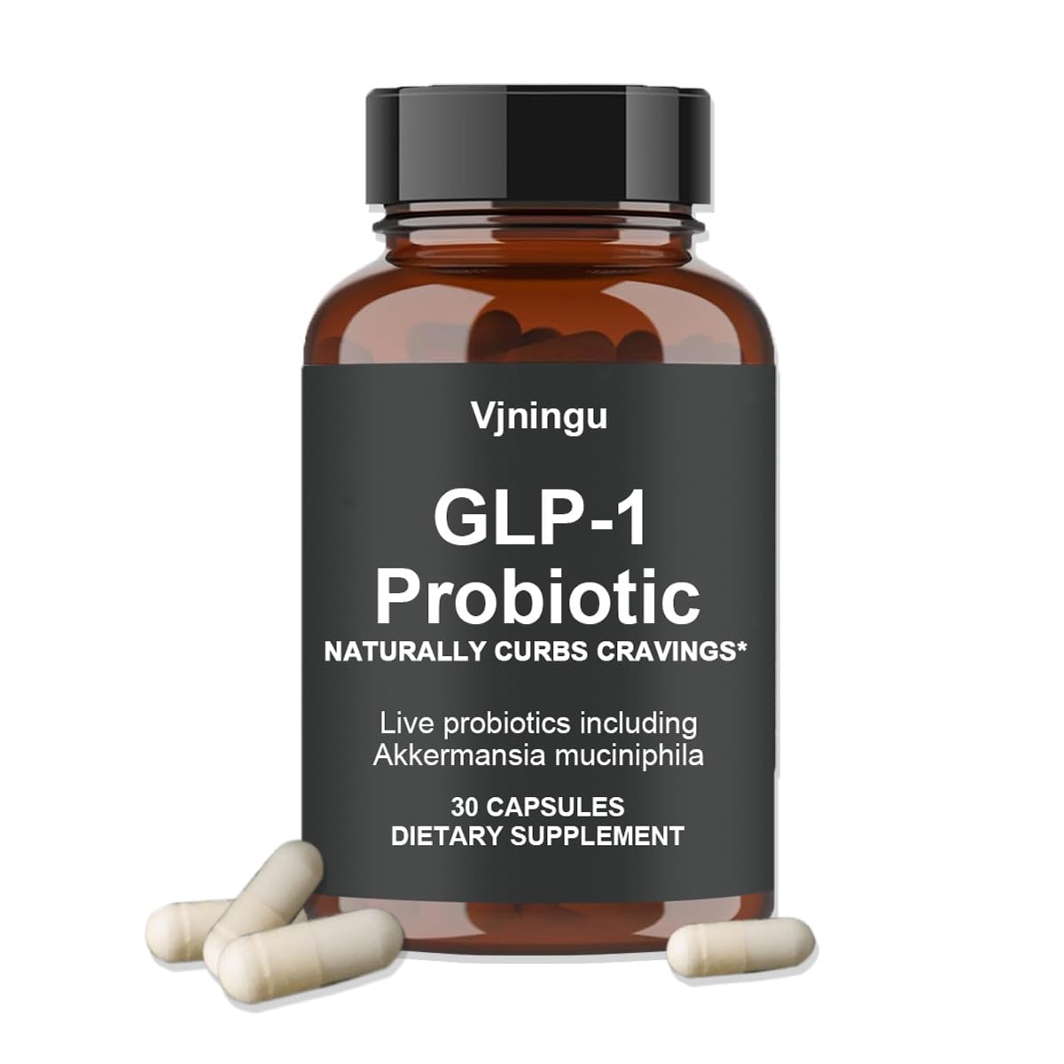 Vjningu GLP-1 Probiotic - 500M AFU Multi-Strain Probiotic + Prebiotic, Naturally Support GLP-1 Production & Curb Appetite, Delayed Release, Third-Party Tested, for Men & Women-30 Capsules (one-pc)