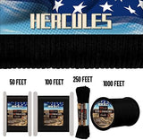 HERCULES Type III Paracord 550 Paracord Rope Parachute Cord, 250' Black Paracord for Survival Paracord, Survival Cord
