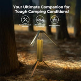 BougeRV Telescopic Camping Light, 15600mAh Collapsible Outdoor Light, Rotatable Electric Lantern, IP54 Waterproof Flashlight, Cordless Camping Tent Lamp for Emergency, Camping, Hiking, 2025 Version