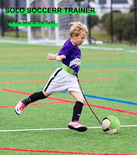 Soccer/Volleyball/Rugby Trainer, Football Kick Throw Solo Practice Training Aid Control Skills Adjustable Waist Belt for Kids Adults