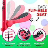 Hurtle 3-Wheeled Scooter for Kids - Wheel LED Lights, Adjustable Lean-to-Steer Handlebar, and Foldable Seat - Sit or Stand Ride with Brake for Boys and Girls Ages 1-14 Years Old