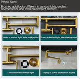 WOWOW Pot Filler Faucet Brushed Gold, Solid Brass Pot Filler Wall Mount Kitchen Stove Faucet with Double Joint Swing Arms