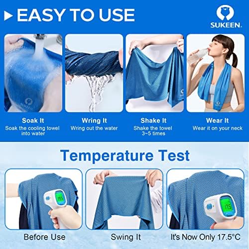 Sueken [4 Pack] Cooling Towel, 40"x12", Soft Breathable Chilly Microfiber Towel for Yoga, Sports, Running, Gym, Camping, Fitness & More Activities