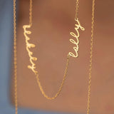 Ajiangwu 18K Gold Plated Name Necklace Personalized,Multiple Custom Name Necklace Family Necklace with Kids Names Customized Choker Necklace for Women