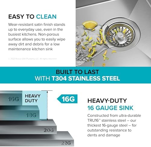 KRAUS Kore 36-Inch Undermount Workstation 16 Gauge Single Bowl Stainless Steel Kitchen Sink with Accessories, KWU110-36
