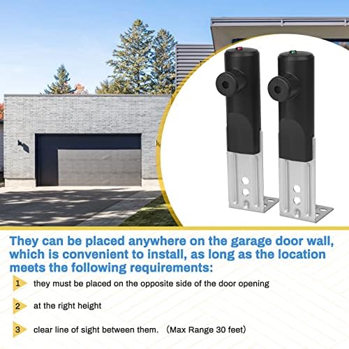Garage Door Sensors for Genie/Overhead, Garage Door Sensor GSTB-R STB-BL Compatible with Genie/Overhead Garage Door Opener Made After 1993, Item Includes Two Sensors (Receiving&Sending)