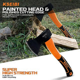 KSEIBI Wood Axe, Small Outdoor Camp Hatchet for Splitting and Kindling Wood, Forged Steel Blade with Anti-Slip and Shock Reduction Handle Great Throwing Axes and Hatchets (Modern)