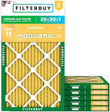 Filterbuy 20x30x1 Air Filter MERV 11 Allergen Defense (6-Pack), Pleated HVAC AC Furnace Air Filters Replacement (Actual Size: 19.63 x 29.63 x 0.75 Inches)