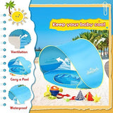 Monobeach Baby Beach Tent with Sand Toys Pop Up Portable Shade Pool UPF50+ UV Protection Sun Shelter for Infant with Easy Set Up Canopy (Blue with Sand Toys)
