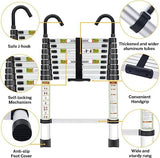 Telescopic Ladder, 16.5FT Aluminum Telescoping Ladder with Stable Hook and Non-Slip Feet, RIKADE Portable Extension Ladder for Household and Outdoor Working, 330lb Capacity