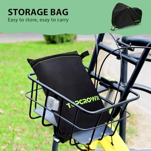 Bike Cover Waterproof Outdoor Storage for 2 Bikes, Bicycle Cover Rain Sun UV Dust Wind Proof with Storage Bag for Mountain Road Bike/Ebike (210D Black+Green, XXL Size for 2 bikes)