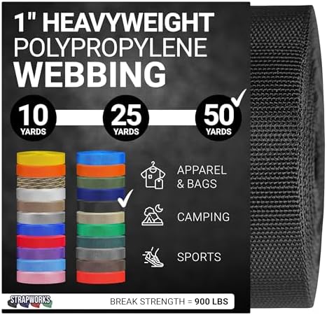 Heavyweight Polypropylene Webbing - Heavy Duty Poly Strapping for Outdoor DIY Gear Repair