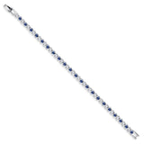 Gem Stone King Gold Plated Sapphire CZ Tennis Bracelet, Blue, White Gold