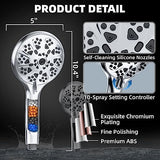 5"Filtered Shower Head with Handheld, High Pressure 10 Spray Settings, 59"Stainless Steel Shower Hose&360° Adjustable Bracket, Quadruple Filtration Design to Improve Water Quality & Bathing Healthier