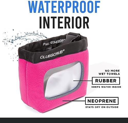 Golf Club and Golf Ball Cleaning Bag, Waterproof Clean Face Technology Liner, Detachable Clip, Machine Washable, Cleans Club Grooves, Dry Exterior (Neoprene or Microfiber Option Available)