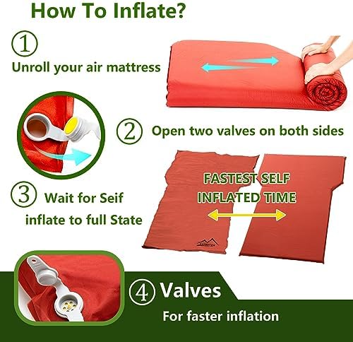M KARMATER Self Inflating Car Sleeping Pad for Camping, Thick Memory Foam Car Camping Mattress with Pillow, 9.0 R-Value SUV Mattress Camping Bed Suitable for Car Travel, Hiking, Backpacking