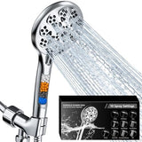 5"Filtered Shower Head with Handheld, High Pressure 10 Spray Settings, 59"Stainless Steel Shower Hose&360° Adjustable Bracket, Quadruple Filtration Design to Improve Water Quality & Bathing Healthier