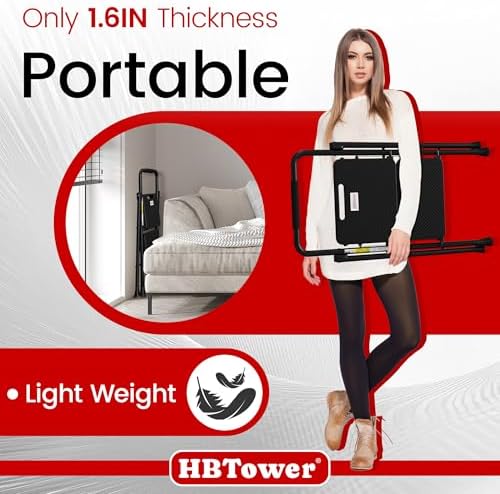 HBTower Step Ladder, Folding Step Stool with Wide Anti-Slip Pedal, Sturdy Steel Ladder, Convenient Handrail, Lightweight, Portable Steel Step Stool