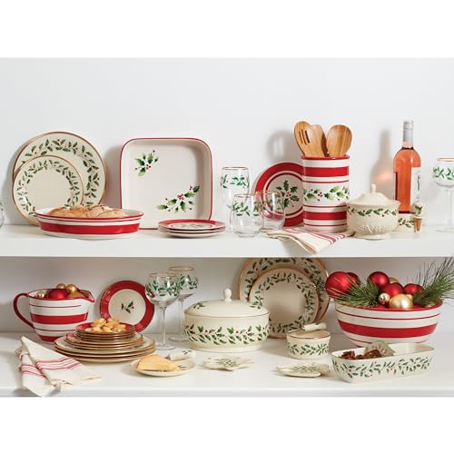 Lenox 6122048 Holiday 12-Piece-Plate-&-Mug Set, Christmas Dinnerware, Hosting