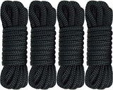Boat Dock Lines 1/2" x 15' Double Braided Nylon Dock Line, Marine-Grade Dock Lines for Boats Pre-Spliced with a 12" Loop Boat Lines Dock Rope, Premium Marine Rope - Black, 4 Pack