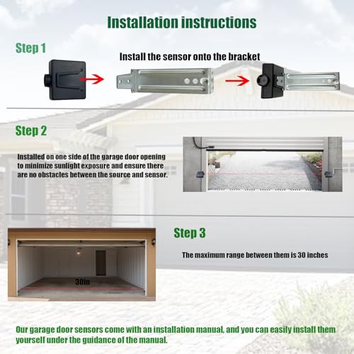 Garage Door Sensor, Garage Door Sensors Bracket, Includes Sender & Receiver, for Genie Garage Door Openers Made After 1993. Replacement for Genie Garage Door Sensors.