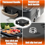 2 Burner Propane Stove with Grill, 18,000 BTU, Portable Camping Stove, Foldable Camp Stove, Gas Stove with 2 Adjustable Burners, Piezo Ignition & Easy Carrying Handle (Black)