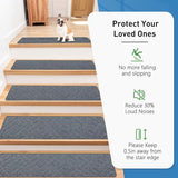 Non Slip Stair Treads for Wooden Steps,15 Pack 8" X 30" Stairs Carpet Treads Indoor with Reusable Peel and Stick Adhesive for Kids Elders and Pets