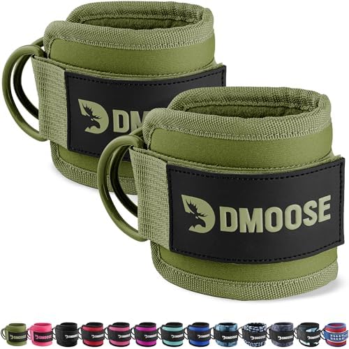 DMoose Fitness Ankle Straps for Cable Machines - One Size Fit with Premium Padding, Glute Kickback Ankle Strap for Women & Men, Cable Attachments for Gym, Booty Workouts, Leg Extension & Hip Abductors