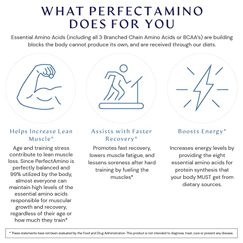 BodyHealth PerfectAmino Powder Strawberry (60 Serving) Best Pre/Post Workout Recovery Drink, 8 Essential Amino Acids Energy Supplement with 50% BCAAs, 100% Organic, 99% Utilization